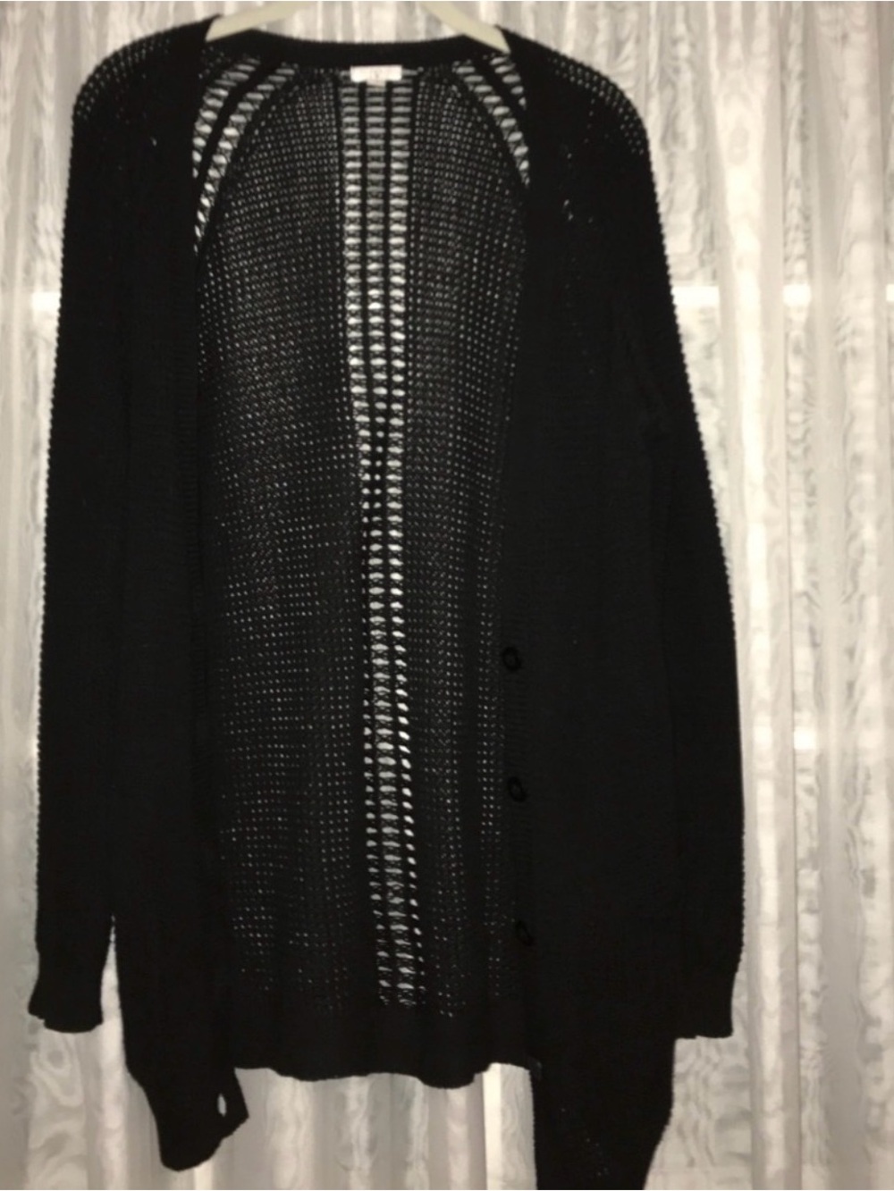 bp Black Open-Weave Button Cardigan